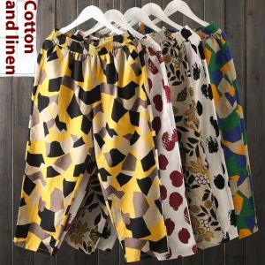 XANLYSHE กางเกงลำลองผู้หญิง กางเกงฮาร์เร็มผ้าฝ้ายและลินินสำหรับผู้หญิง ทรงหลวม สบายและสวยงาม