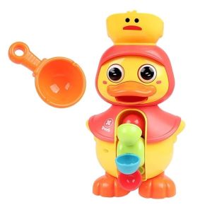 CHLOCH Đế hút chân không Đồ chơi bánh xe nước hình con vịt Đôi mắt to Phun nước Cối xay nước quay Quà tặng cho trẻ em Phim hoạt hình Đồ chơi bồn tắm hình con vịt Dành cho trẻ từ 1-4 tuổi