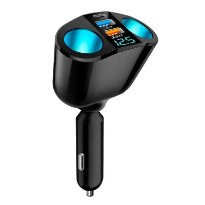 Lrewg LED Car Charger 12V/24V 4.8A Digital Display Dual USB Charger Car Cigarette Lighter Socket Adapter 360° Rotation Converter Adapter