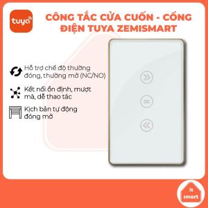 Công tắc cửa cuốn Tuya Zemismart zigbee/wifi điều khiển giọng nói hẹn giờ đóng mở viền vàng