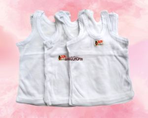 Kaos kutang bayi Newborn Uk S warna PUTIH dapat 3 pcs