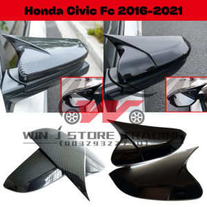 Honda Civic FC 2016-2021 Carbon Trim Side Mirror Cover Review Mirror Cover Full Cover Bull Shape Carbon Fiber Design