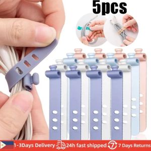 5Pcs Silicone Cable Tie Phone Cable Organizer 3 Hole Silicone Line Storge Holder Clips Desktop Data Line Wire Cord Organizer Earphone Cable Date Cable Tie