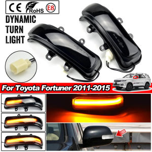 2Pcs Smoke Lens Yellow LED Sequential Dynamic Side Rear View Rearview Mirror Turn Signal Lamp Flowing Blinker Indicator Light For Toyota Fortuner 2.5G 2.7V 2011 2012 2013 2014 2015