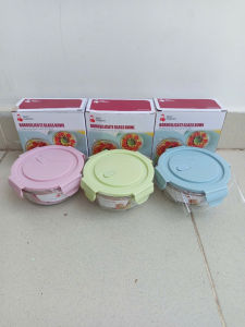 hộp thủy tinh tròn 1 ngăn 400ml nhiều màu hộp đựng thực phẩm