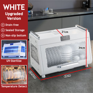 Worthbuy Dish Drainer Rack Plate Storage Box Dish Dryer Cutleries Drying Rack UV Sterilizer Rak Penyaliran Mangkuk 碗碟沥水架