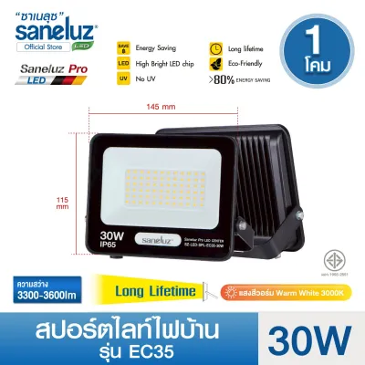 Saneluz สปอตไลท์ไฟบ้าน LED 30W 50W 100W 150W 200W แสงสีขาว Daylight 6500K สปอร์ตไลท์ ฟลัดไลท์ Spotlight Floodlight แอลอีดี ใช้ไฟบ้าน 220V led