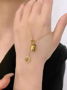 kalung serut titanium fashion wanita plus liontin anti karat anti luntur