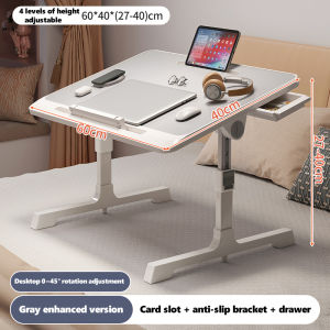 Multi-purpose Foldable Laptop Table Lazy Table Bed Table-For Eating Reading Working Bed Gaming Studying Upgraded model with USB accessories and bookshelf