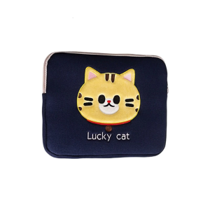 Cartoon Kitten Themed Bag for Pad Case Scratch Resistant Lightweight Carrying Pouch Zippered Design