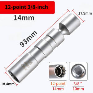 14/16mm Spark Plug Socket Wrench Magnetic Car Reparing Tool 12 Angle Spark Plug Removal Tool Thin Wall 3/8"Drive Sockets