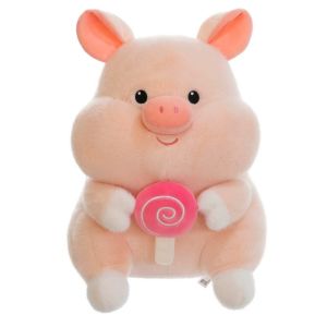 FUNG MALL Bông PP Đồ chơi nhồi bông kẹo mút giữ lợn Mềm Lông mịn Búp bê nhồi bông lợn nhồi bông Đồ chơi ngủ cho bé Hoạt hình Búp bê heo mềm hình động vật Quà trang trí