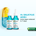 Garnier 4% Anti Acne Salicylic Acid Serum with Vitamin C, Niacinamide, AHA (Twin Pack/ 30ml x2) - Skincare for pimple, open pores, acne prone skin. 