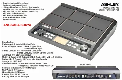 Drum Electrik Ashley DME 705 ELECTRIC PERCUSSION PAD ORIGINAL Ashley DME705