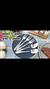 1/6/12 piece stainless steel spoon and fork set luxury dinner tableware quick fruit salad dessert western food tableware