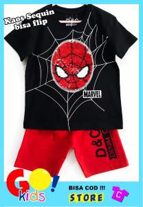 Setelan anak SPIDERMAN Sequin Size 1-6 Tahun / baju anak / baju murah / COD