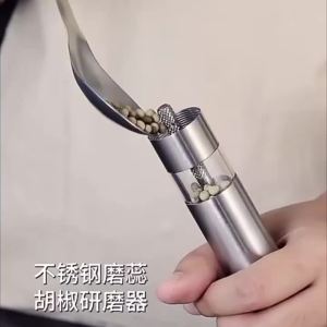 แปลกนิ้วหัวแม่มือกดพริกไทยบดแบบพกพาโรงเกลือคู่มือพริกไทยบดเกลือปั่นสแตนเลสเครื่องเทศ Er บาร์บีคิวครัว