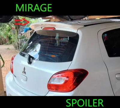 สปอยเลอร์หลัง Spoiler Mirage 2012-2018 ยังไม่พ่นสี ไม่เจาะ ติดด้วย 3M พร้อมส่งวันนี้