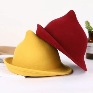 2025  100% Wool Modern Witch Hat Halloween Winter Thick Warm Elegant Cap for Christmas Party Costume Accessories2026