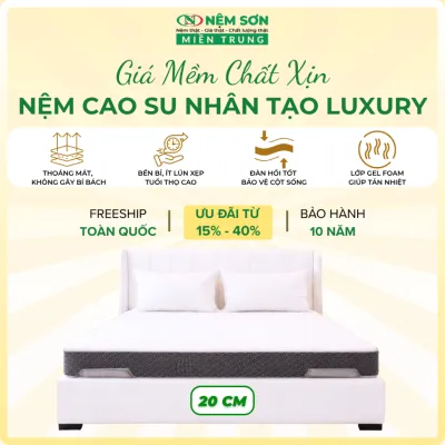 Nệm Cao Su Cao Cấp Luxury [Nệm Sơn Miền Trung] Dày 20cm - Êm Ái Đàn Hồi Giảm Đau Lưng [Tặng 2 Ruột Gối Gòn Cao Cấp]