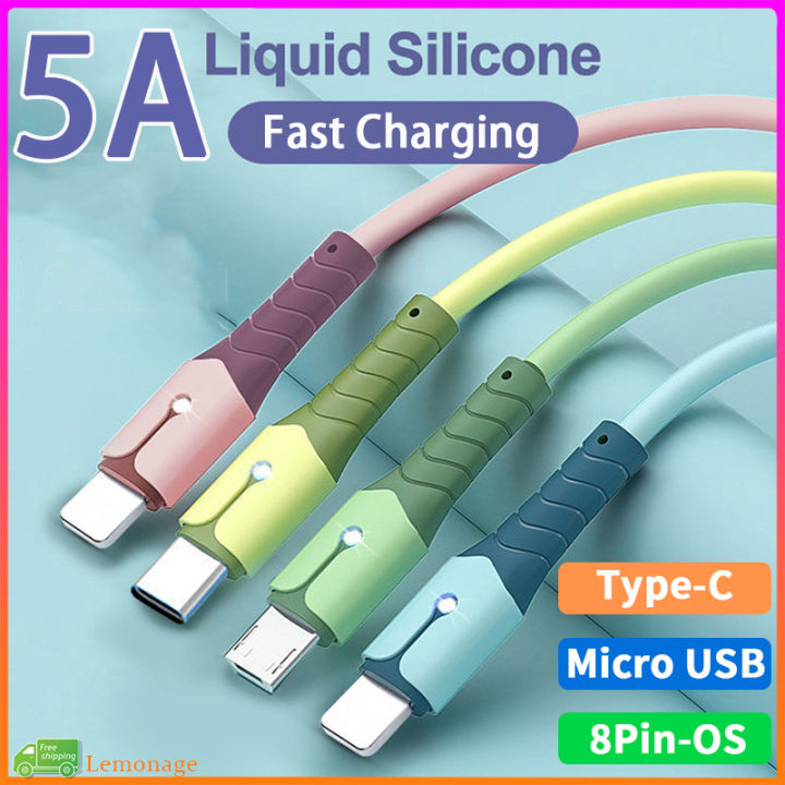 【Ready Stock】Liquid Silicone 5A Fast Charging Cable Compatible For