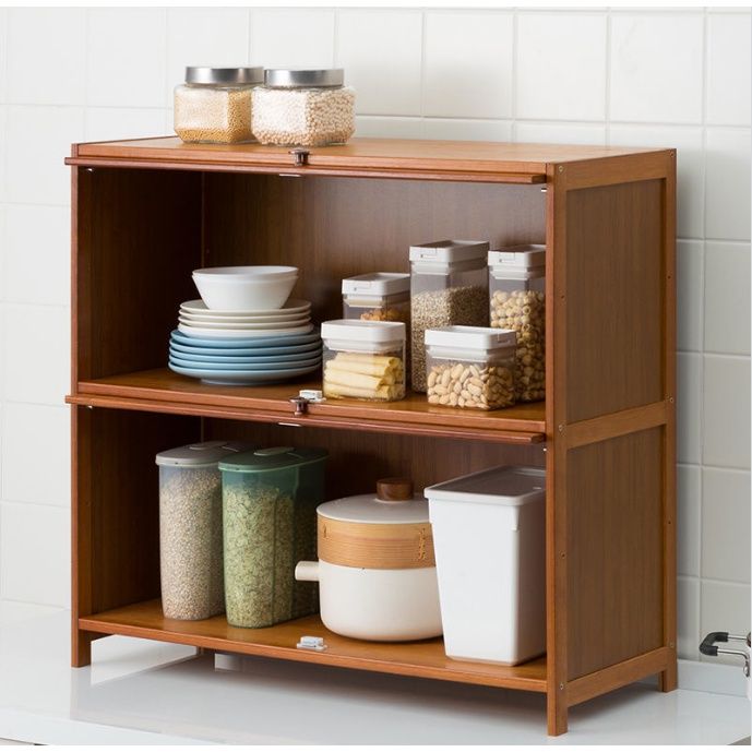 Kitchen Storage Rack Floortoceiling Multilayer Storage Rack Bamboo