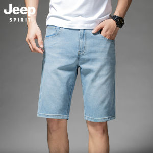 JEEP SPIRIT Mens Denim Shorts Thin Casual Jeans Loose Straight Denim Shorts