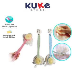 KUKE Sikat Mandi Dua Sisi Spon Bulu Lembut Gagang Panjang Sikat Gosok
