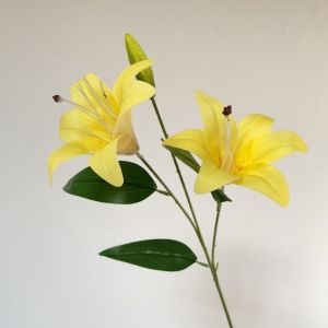 MIRELINA White Artificial Lily Flowers 2-head Real Touch Artificial Faux Plants  Pink Fake Lily Branches Home Decor