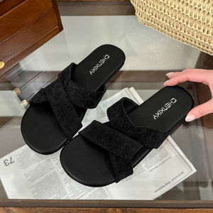 [Free Shipping] Soft-Soled Cross-Strap Slippers For Women Summer Outdoor Wear 2026 New Vintage Flat-Soled Seaside Vacation Beach Sandals