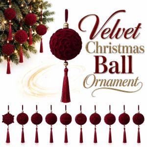 DIVATEN Snowflake/Deer/Flower Design Christmas Tree Ornaments Velvet Texture with Tassel Christmas Ball Ornament  Red Christmas Spheres Decor Party Decoration