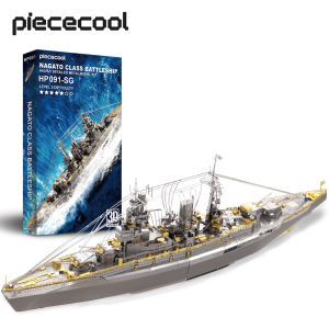Piececool 3D Puzzle Metal Warship Models Kits Nagato Class Battleship Military Model Building Blocks Sets Gift for Kid