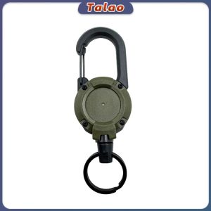 Talao Retractable Key Reel with Carabiner Clip Steel Wire Anti-Lost Key Holder Multi-Tool Outdoor Keychain