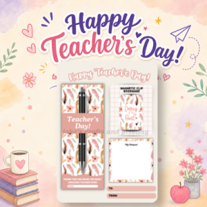 Teachers Day Gift Idea 3in1 Set - Pen Notepad & Magnetic Bookmark
