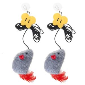 Elastic Hanging Mouse Cats Toy 2Pieces Squeaky Sound Cats Plush Mouse Toy Engaging Door Frame Entertainment Cats Teaser Toy