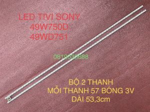 THANH LED TIVI SONY 49W750D 49WD751 HÀNG MỚI 100% BỘ 2 THANH MỖI THANH 57 BÓNG 3V DÀI 533cm STA490A34-REV03-57LED-RL-151013