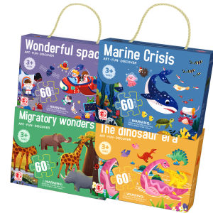 🇲🇾24/48/60 piece Puzzles Children Animal Dinosaur Cartoon The underwater world Puzzle Baby Early Education and Intellectual Building Block Montessori Toys for Kids Toddler Gift