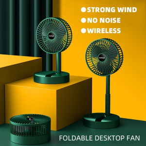 Green Mini Portable Fan Folding Telescope Desktop Table Fan Rechargeable Strong Wind 180 degree adjustable