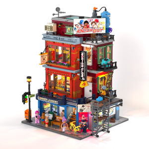 Lumibricks American Street Series Boxing Club Lighting Building Blocks LED Night Light Ornament Cartoon  Desk Decor Lamp doll model Decoration Building Toy Store Street View Model gift Assembling Building Blocks