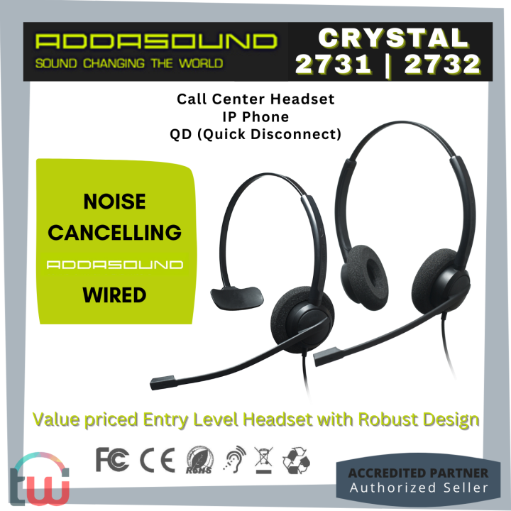 ADDASOUND CRYSTAL 2731 2732 Quick Disconnect (QD) Headset Noise  Cancelling Clear Audio IP Desk Phone Lazada PH