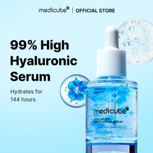 Medicube Hyaluronic Acid Multi Peptide Serum 30ml 99% High Purity HA + 13 Kinds Peptides Dual Layer Aqua Glow-Sealing Booster 144HR Long Lasting Hydration Plump Fine Lines Barrier Reinforcement Glass Skin Primer Low Irritating PDRN Hydra-Plumping