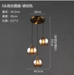 SXH Nordic three-head chandelier simple design for bedroom bedside creative and unique suitable for living room cafe bar counter round glass pendant light