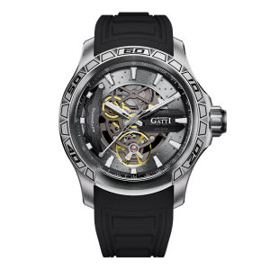 BONEST GATTI Men Automatic Self Winding Mechanical Waterproof Luminous Silicone Strap Wristwatch