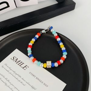 New Rainbow Beaded Bracelet Niche Design Summer Dopamine Style Wear Cute Personality Cartoon Beaded Jewelry