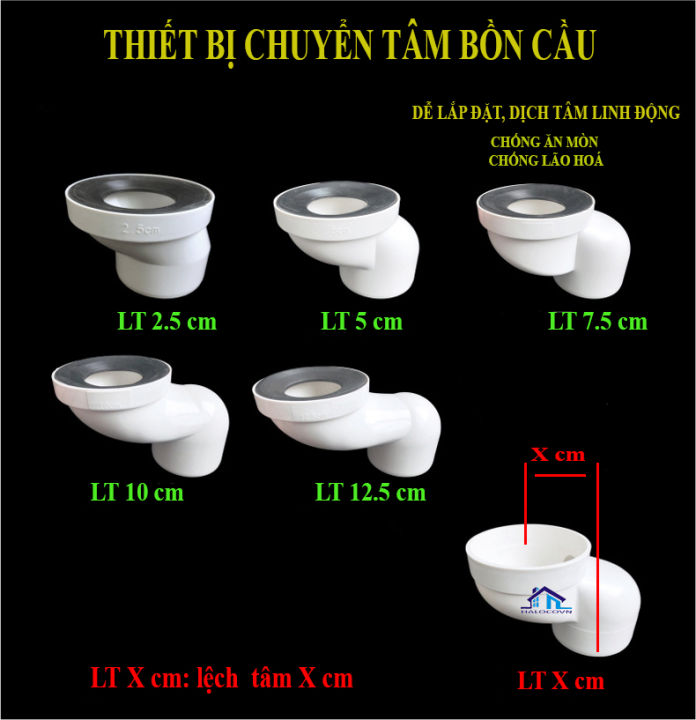 Thiết bị chỉnh lệch tâm bồn cầu, Phù hợp ống thoát nước phi 90,110mm ...