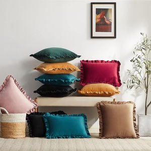 Velvet Ruffle Cushion Cove Plush Soft Solid Color Pillowcase Home Decorative For Bedroom Sofa Car Chair 30x50/45/50cm2026