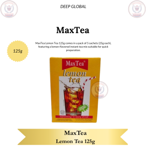 MaxTea Lemon Tea 125g - Pack of 5 Sachets 25g Each Instant Tea Mix with Natural Lemon Flavor and Vitamin C for Quick Preparation
