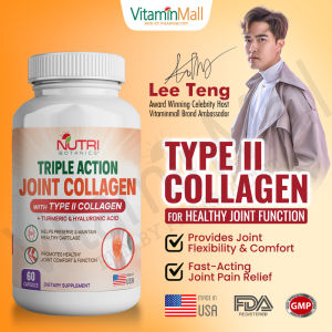 Nutri Botanics Triple Action Joint Collagen with Type II Collagen Turmeric Curcumin & Hyaluronic Acid - Joint Cartilage Pain Relief Health Supplement
