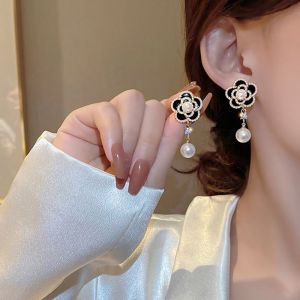 CURIO12 Shining Sweet Party Pearl Pendant Wedding Jewelry Fashion Design Women Jewelry Flower Stud Earrings Korean Fashion Earrings Camellia Earrings