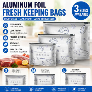 Leakproof Zip Lock Bags Reusable Aluminum Foil Stand Up Pouch Freezer Safe Fresh Keeping Bag